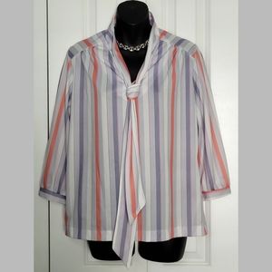 Vintage Just Oscar Striped Blouse Size M